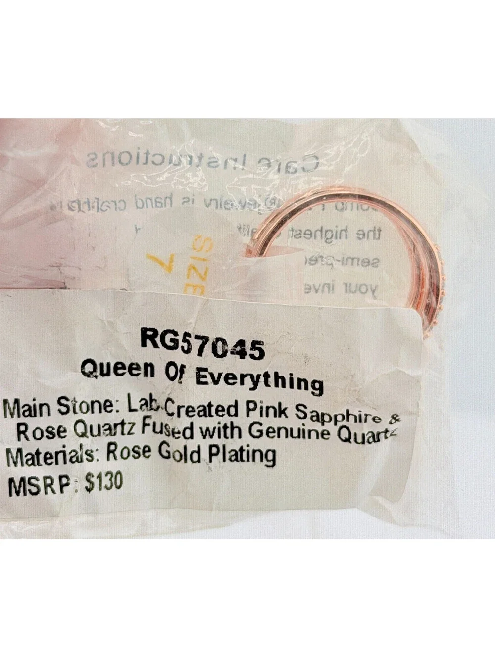 Bomb Party Ring Size 7 “Queen Of Everything”  Pink Sapphire on Rose Gold RG57045